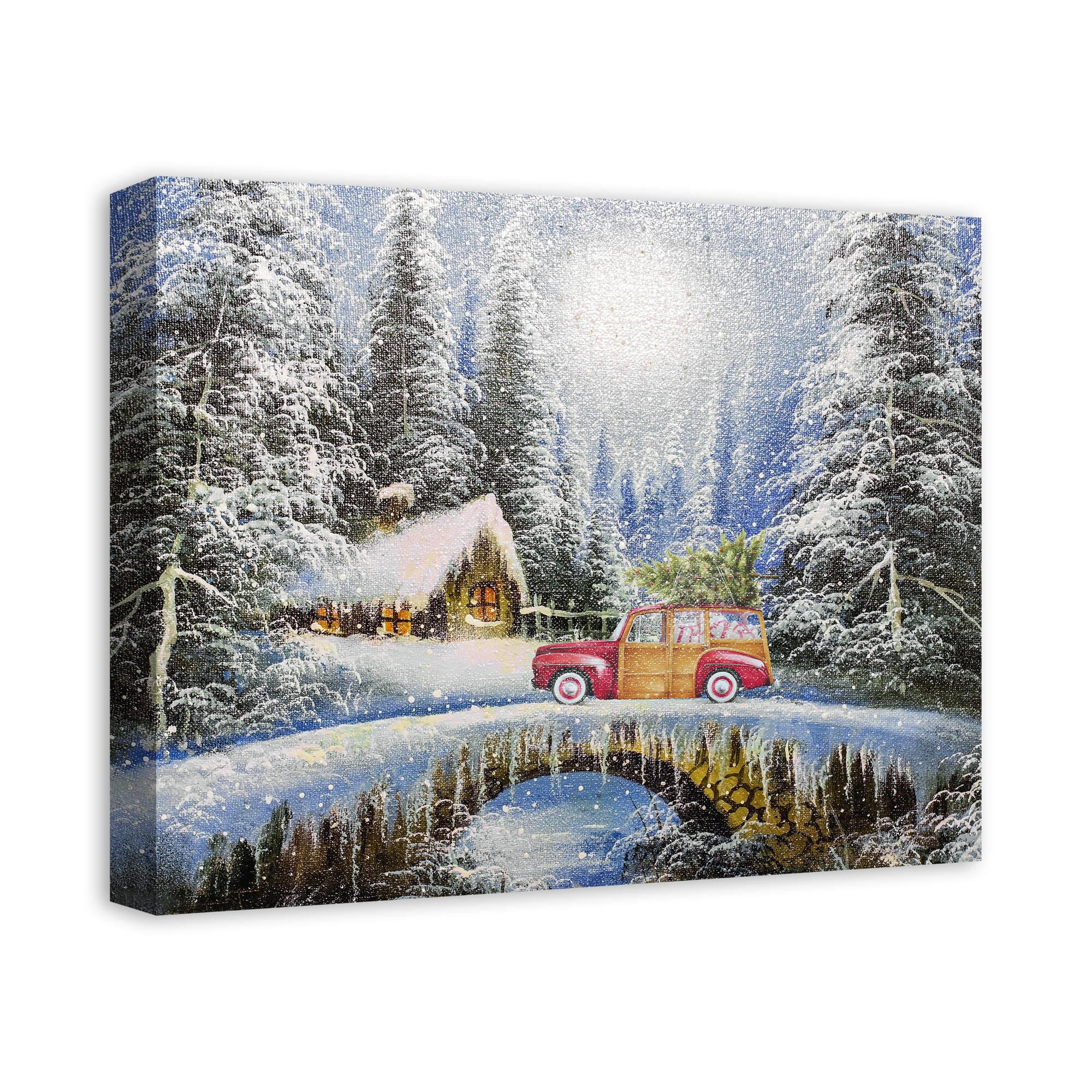 Snowy Christmas Landscape Canvas Wall Art